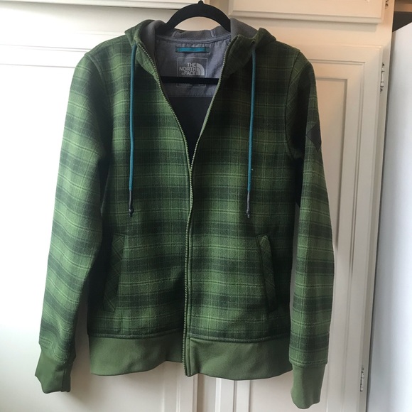 North Face Outbound Plaid Zip Fleece Hoodie Sage S - Picture 7 of 10